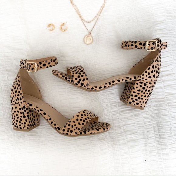 Shoes - Leopard cheetah print block mini heel